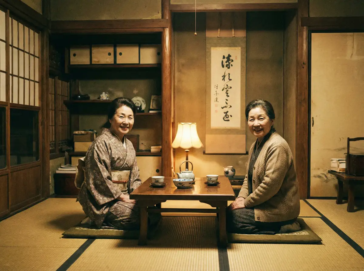 两位优雅的 情侣视频-甜蜜时刻|高清浪漫视频|每日精选更新 在日式茶室中品茶交谈